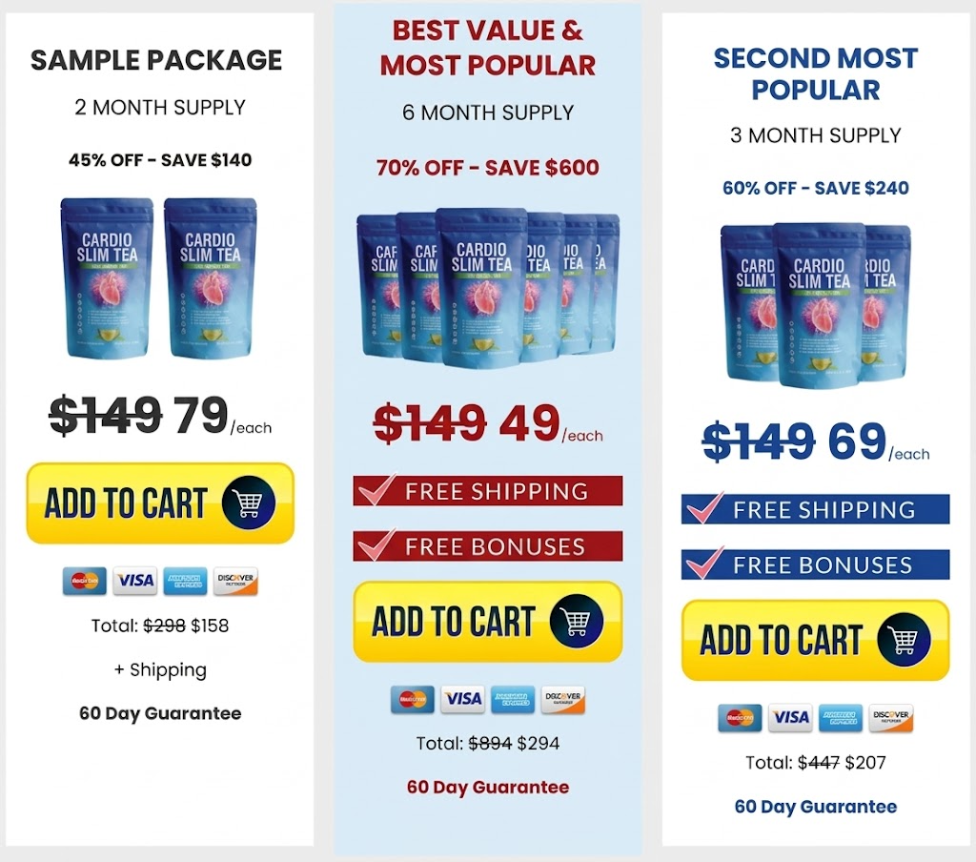 Limited time Cardio Slim Tea promotional offer with discounted online pricing while supplies last